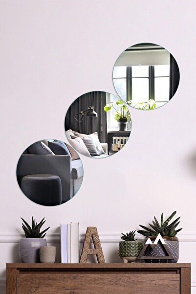 CKR TASARIM Turkuaz Dekoratif Daire Pleksi Ayna (20cm 3 Adet)