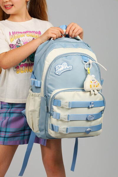 WMİLANO Αδειτωμένο Twil Column Casual Blue Backpack, Σχολικό σακίδιο πλάτης με βελούδινο παιχνίδι δώρο