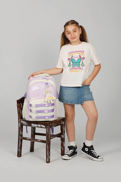 WMİLANO Licensed Twil Column Daily Lilac Backpack, School Backpack with Plush Toy Gift