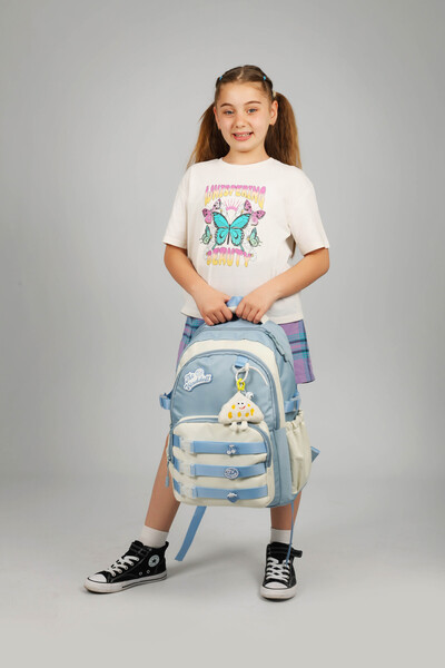 WMİLANO Αδειτωμένο Twil Column Casual Blue Backpack, Σχολικό σακίδιο πλάτης με βελούδινο παιχνίδι δώρο