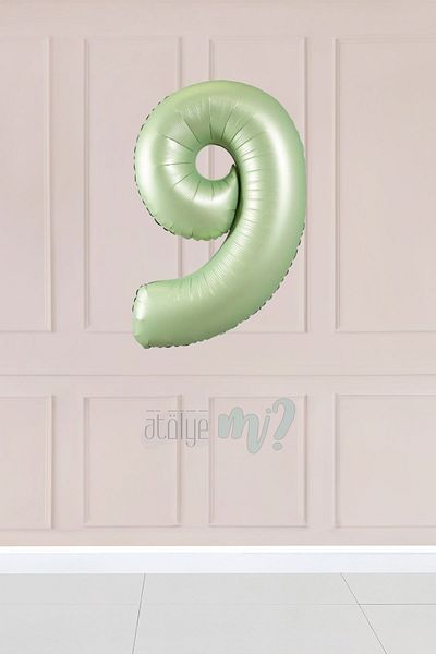 Atölye Mi 9 Retro Green Number Balloon 34 Inch 9 Years Old Balloon