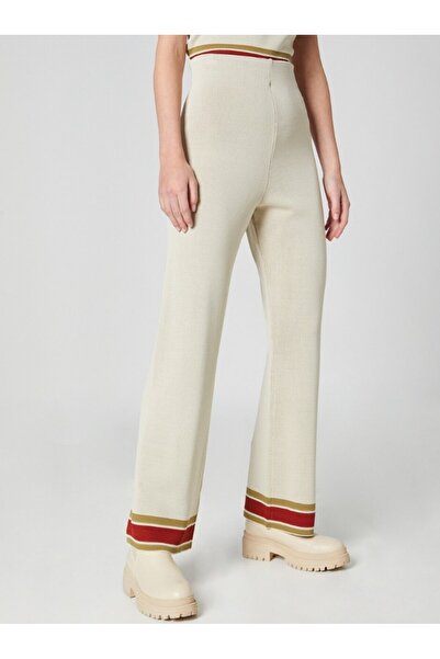 GUIDO MARIA KRETSCHMER - Pantaloni bej tricot cu benzi decorative