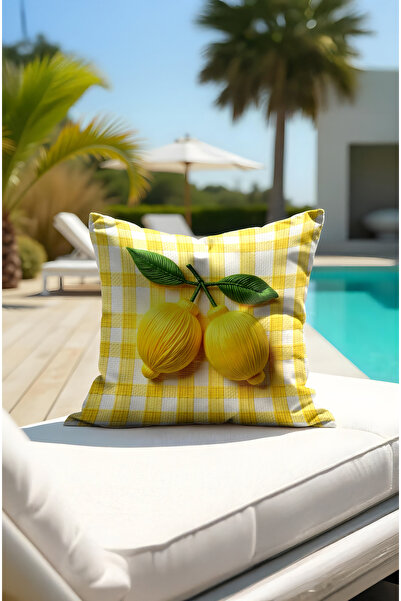 CANİLA Fruit Patterned Embroidery Displayed Summer Kirlent Cover. Hair-Free D...