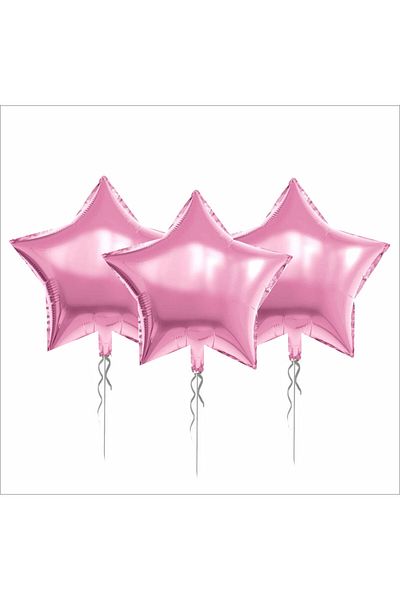 ZENVİVA 3 Pieces Star Foil Balloon Pink 18 Inc