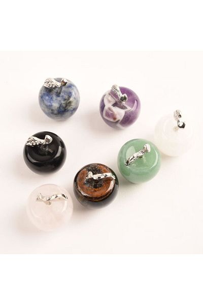 TrioStore Set 7 Cristale Naturale din Pietre Semipretioase in Forma de Mere, Decor Feng Shui, Lucrate Manual