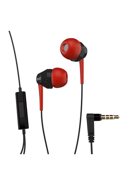 Maxell Fusion In-ear Headphones With Microphone, 3.5mm Jack , Cable Length 130 Cm, Black With Red