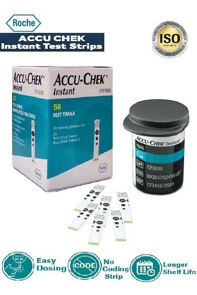 Accu Chek شرائط اختبار سكر الدم الفورية 50 شريطًا