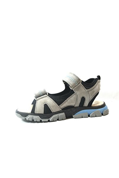 Onlo Ayakkabı Onlo Shoes Rocky.128 Genuine Leather Gray Velcro Orthopedic Boy's Sandals