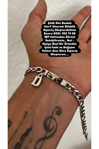 Çelik Harf Charmlı Göz Baskılı Bileklik - Sevdiklerinize Özel Hediye