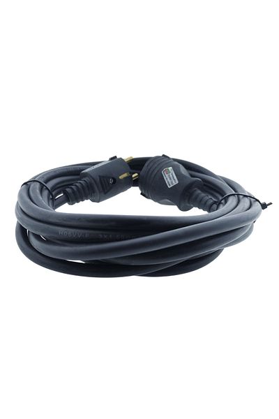 OEM Cablu prelungitor, lungime 15 m, pentru alimentare electrică, ștecher și cuplaj cauciucate, bachelită, negru