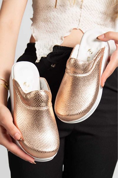 BLUMSABOTERLİK Shiny Women's Orthopedic Sabo Anatomical Sole Comfortable and Comfortable Slippers (at Home, at Work, on the Street, Everywhere)