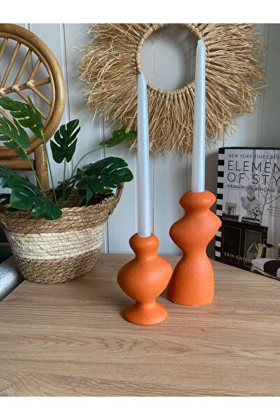 Porselian Modern Dalgalı Tasarım Şamdan 2’li Set