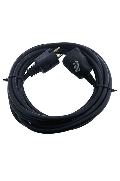 OEM Cablu prelungitor, lungime 15 m, pentru alimentare electrică, ștecher și cuplaj cauciucate, bachelită, negru