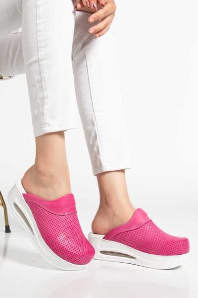 BLUMSABOTERLİK Genuine Leather Women's Orthopedic Sabo Anatomical Sole Casual-Comfortable Slippers (at Home, at Work, on the Street, Anywhere)