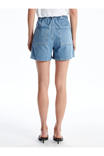 LC Waikiki Lcw Jeans Indigo Women's Elastic Waist Straight Jean Shorts