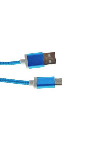 OEM USB 2.0 to microUSB cable, textile sheath, 130cm, blue