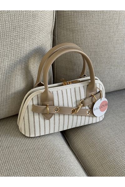 BAGLOVİS Long Strap Fabric Women's Shoulder Bag with Hook Detail on the Front En28 Boy14