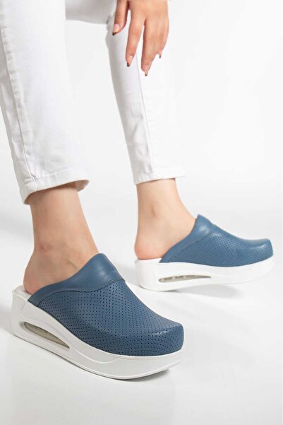 BLUMSABOTERLİK Genuine Leather Women's Orthopedic Sabo Anatomical Sole Casual-Comfortable Slippers (at Home, at Work, on the Street, Anywhere)