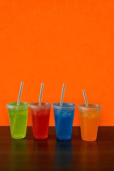 NY HOME Set of 4 600 ml Soft Drink Glasses with Straws