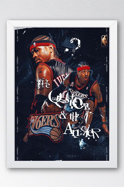 Saturn Allen Iverson Framed Painting - Basketball Nba Poster Painting
