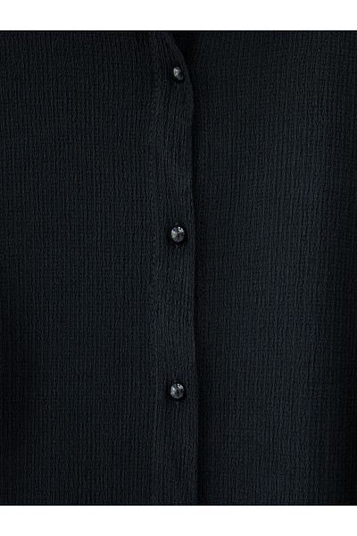 Modamorfo Crinkle Suit with Sleeve Laced Ball Button Trousers - Black