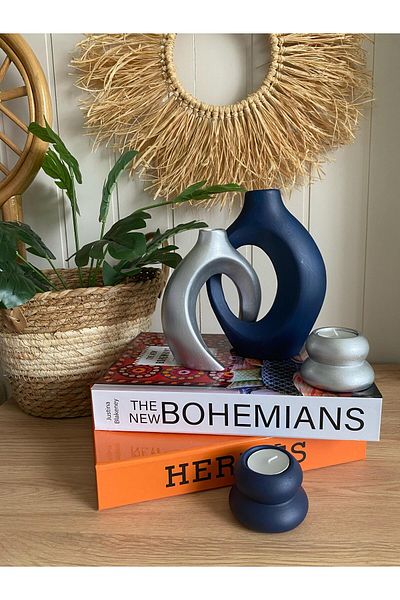 Porselian Bohemian Lover, Ivy Vase & Candle Holder Set