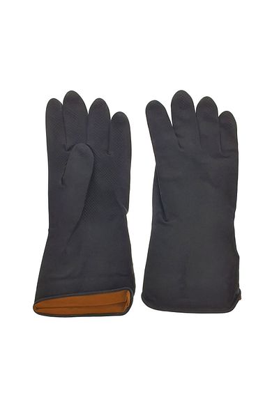 OEM Mănuși rezistente din cauciuc, mărimea L, prindere antiderapantă, protecție anti-chimică, manșetă lungă, 30 cm, negre