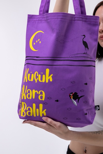 elmaa butik Trend Baskili Bez Çanta-345 gram gabardin 35x40x8 cm tam koruklu çanta