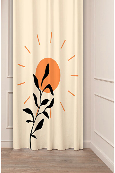 GREENDECOR Leaf Sun Bohemian Minimalist Beige Cream Patterned Special Design ...