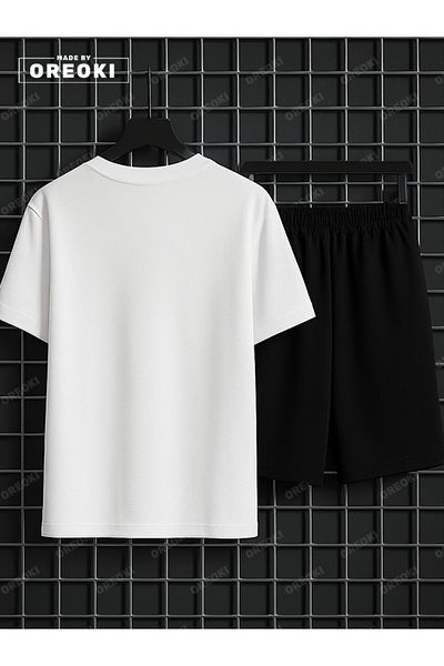 EFFRENATU Children of Heaven Printed Cotton Unisex White T-Shirt-Black Shorts Set