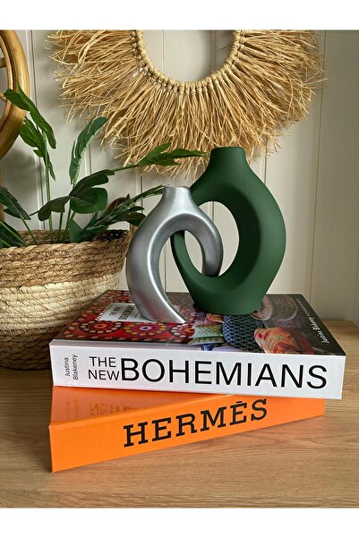 Porselian Set de 2 vaze Ipoză iubite |   Accesoriu decorativ boem |   Obiect modern de aspect ceramică