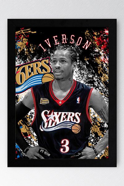 Saturn Pictură înrămată de Allen Iverson - Pictură poster NBA de baschet