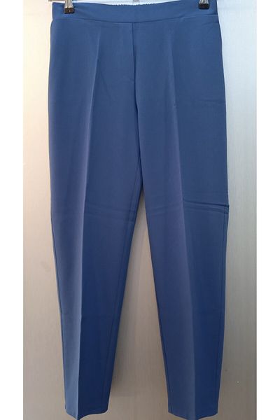 Nelly Large Size Indigo Color Fabric Trousers with Elastic Back