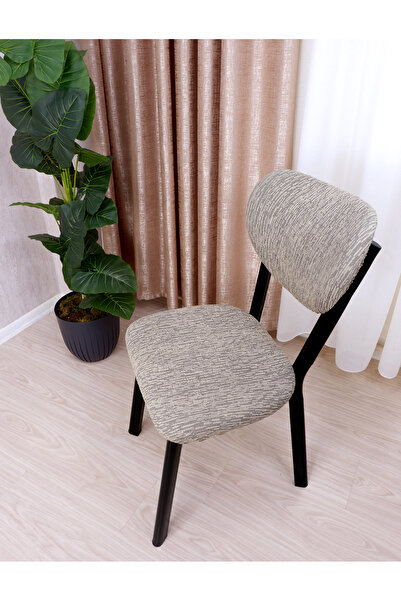 elgeyar Bohem Jakarlı Sandalye Kılıfı Çubuk Desen - Vizon