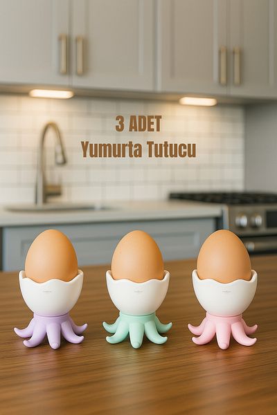 Melkan Home Egg Bowl 3 Pieces Colorful Egg Container for Kids Cute Octopus Footed 3-Piece Egg Holder