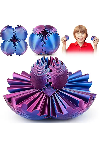 Generic 3D Baskılı Dişli Top – PLA Malzeme, Stres Giderici Dönme Oyuncağı, Taşınabilir Spinner Küre