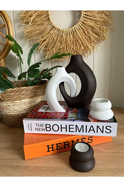 Porselian Σετ βάζο & κηροπήγιο Sarmaşık Sevgili Bohemian