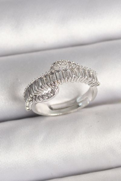 Skygo Silver Color Zircon Stone Adjustable Women's Ring - Tj-Byk3690