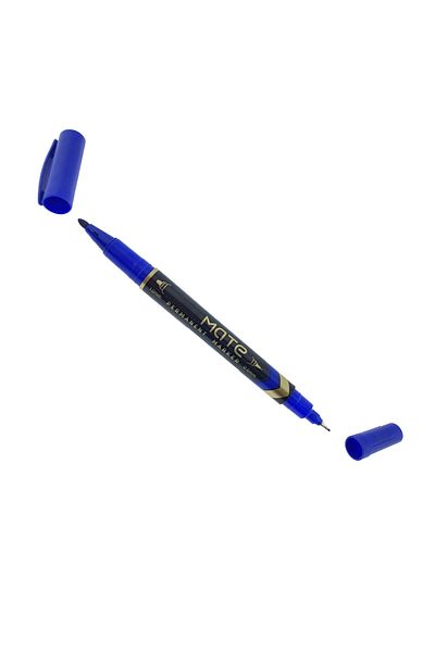 OEM Marker permanent albastru cu 2 vârfuri, 0,5 mm și 1 mm, pentru diverse suprafețe