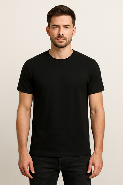 Moda Tuğram Tricou negru cu imprimeu pe spate Never Give Up pentru bărbați