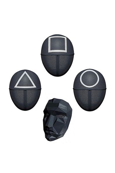 victiny Set 4 Masca Squid Game, Jocul Calapatratmarului, lider, , triunghi, cerc, negru