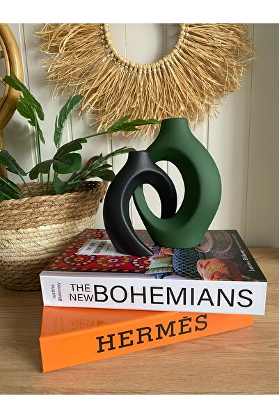 Porselian Set de 2 vaze Ipoză iubite |   Accesoriu decorativ boem |   Obiect modern de aspect ceramică