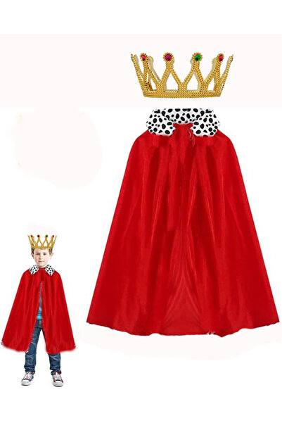 Skygo Ieg ™   Children's King Cape 90 cm and Gold Color King Crown Set Nvdn-R...