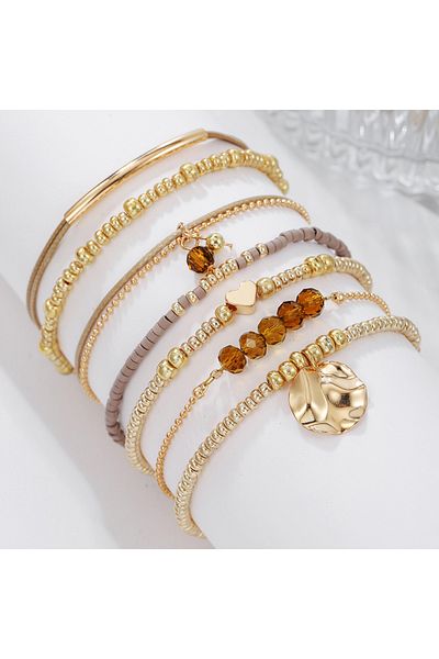 Nehir Bohemian Style Beaded 7-Piece Bracelet Set – Ethnic & Trend Combination