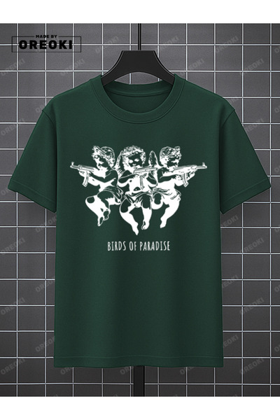 EFFRENATU Children of Heaven Printed Cotton Unisex Green Forest T-Shirt-Black Shorts Set