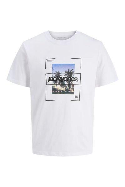 Jack & Jones Ανδρικό μπλουζάκι J&J με τυπωμένο λογότυπο λευκό