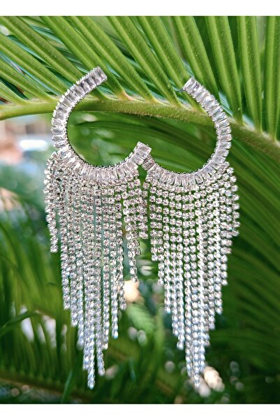 Monalisa Home Silver Color Zircon Stone Luxury Evening Dress Earrings