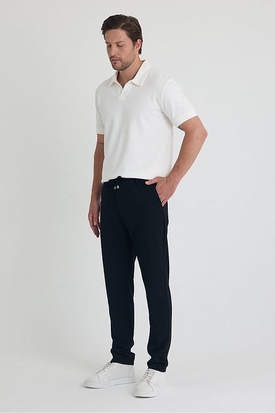 BABBOSS 2-Piece Linen Trousers and Polo-Neck T-Shirt