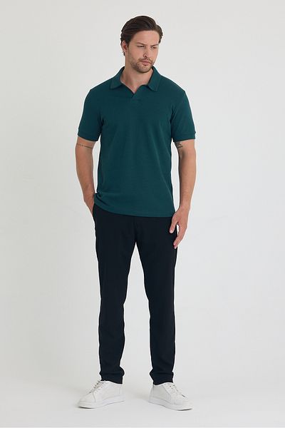 BABBOSS 2-Piece Linen Trousers and Polo-Neck T-Shirt