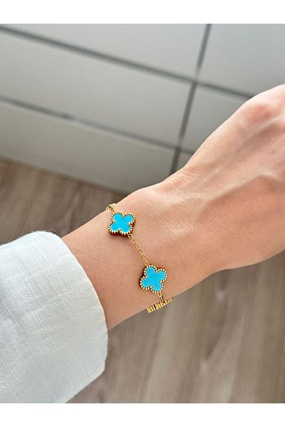 YOUES JEWELRY 316L Steel Clover Bracelet Women's Bracelet Double Sided Bracelet Gold